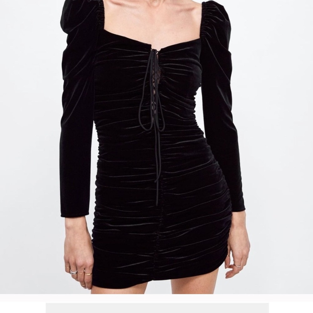 Zara Black Velvet Mini Dress
